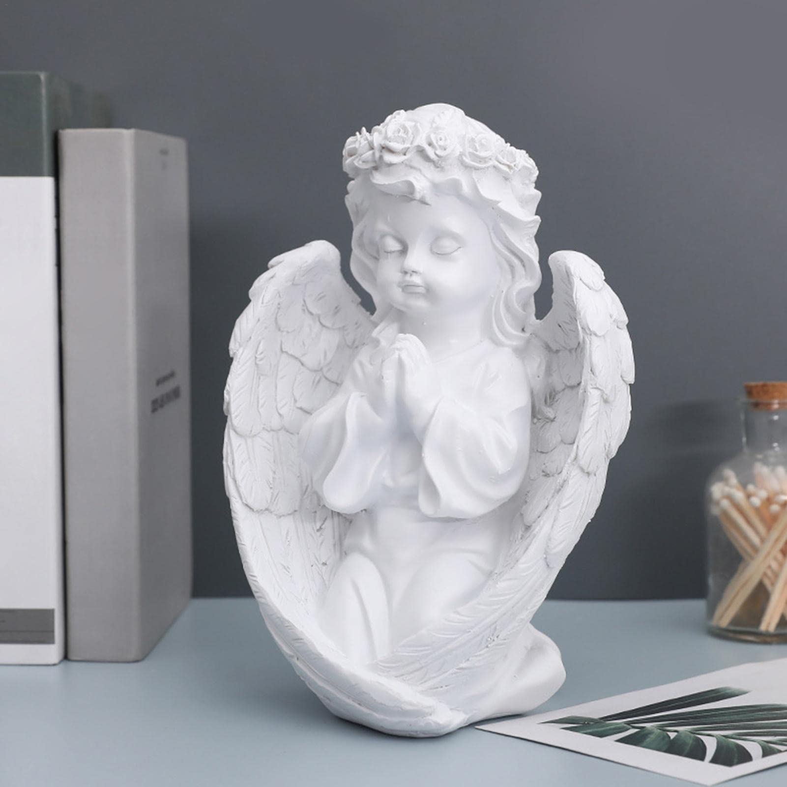 Amazon.co.jp: 天使の像、ヴィンテージのひざまずく祈りの天使の彫刻